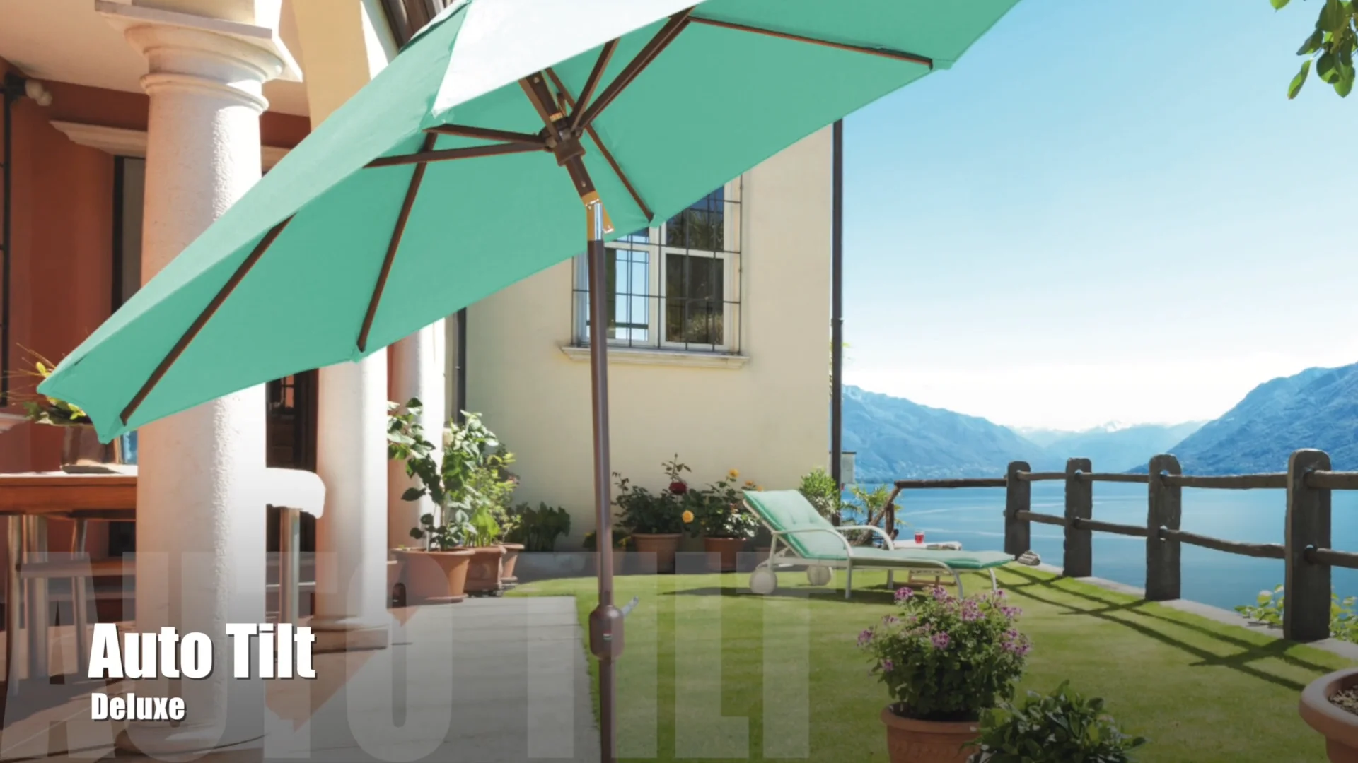 coral coast 9 ft sunbrella deluxe tilt aluminum patio umbrella Deluxe Auto Tilt Umbrellas by Galtech International Market Umbrellas and  Stands