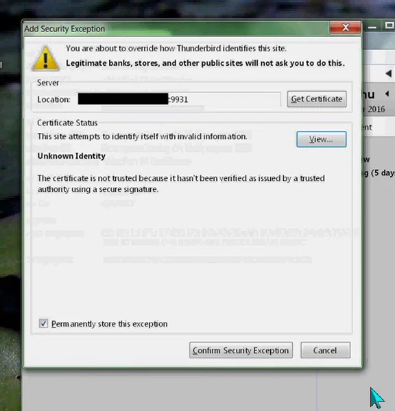 Thunderbird 78.11 Security Exception – RPAZF