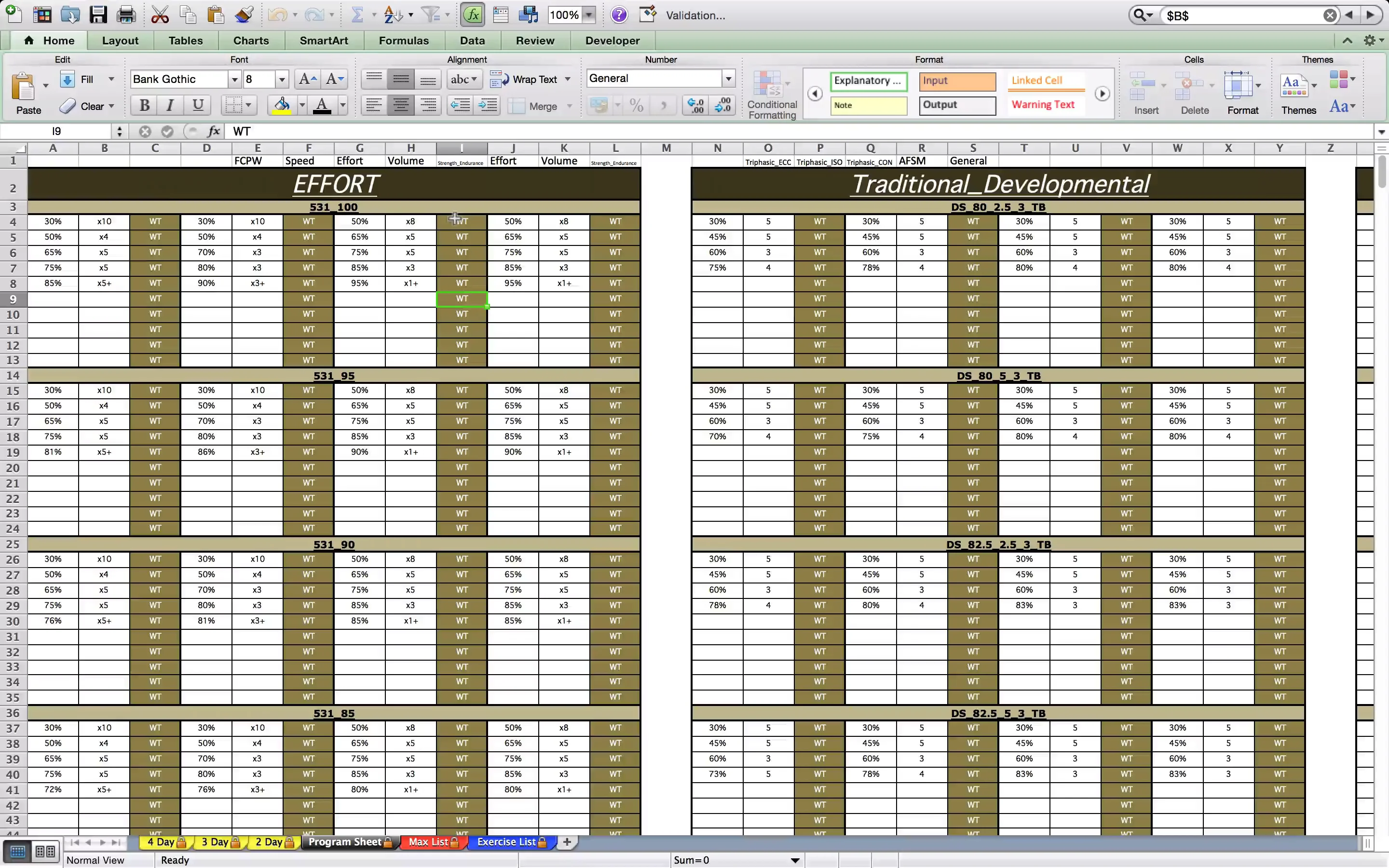 training template excel