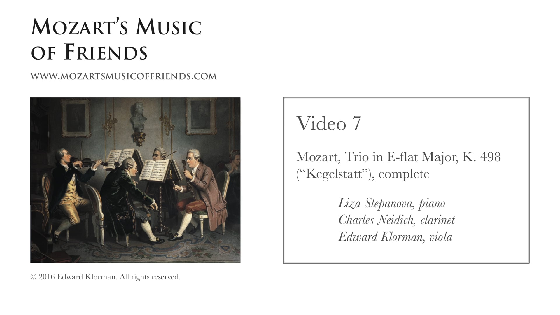 W. A. Mozart, Trio in E-flat Major for Clarinet, Viola, and Piano ("Kegelstatt"), K. 498 (with score analysis)