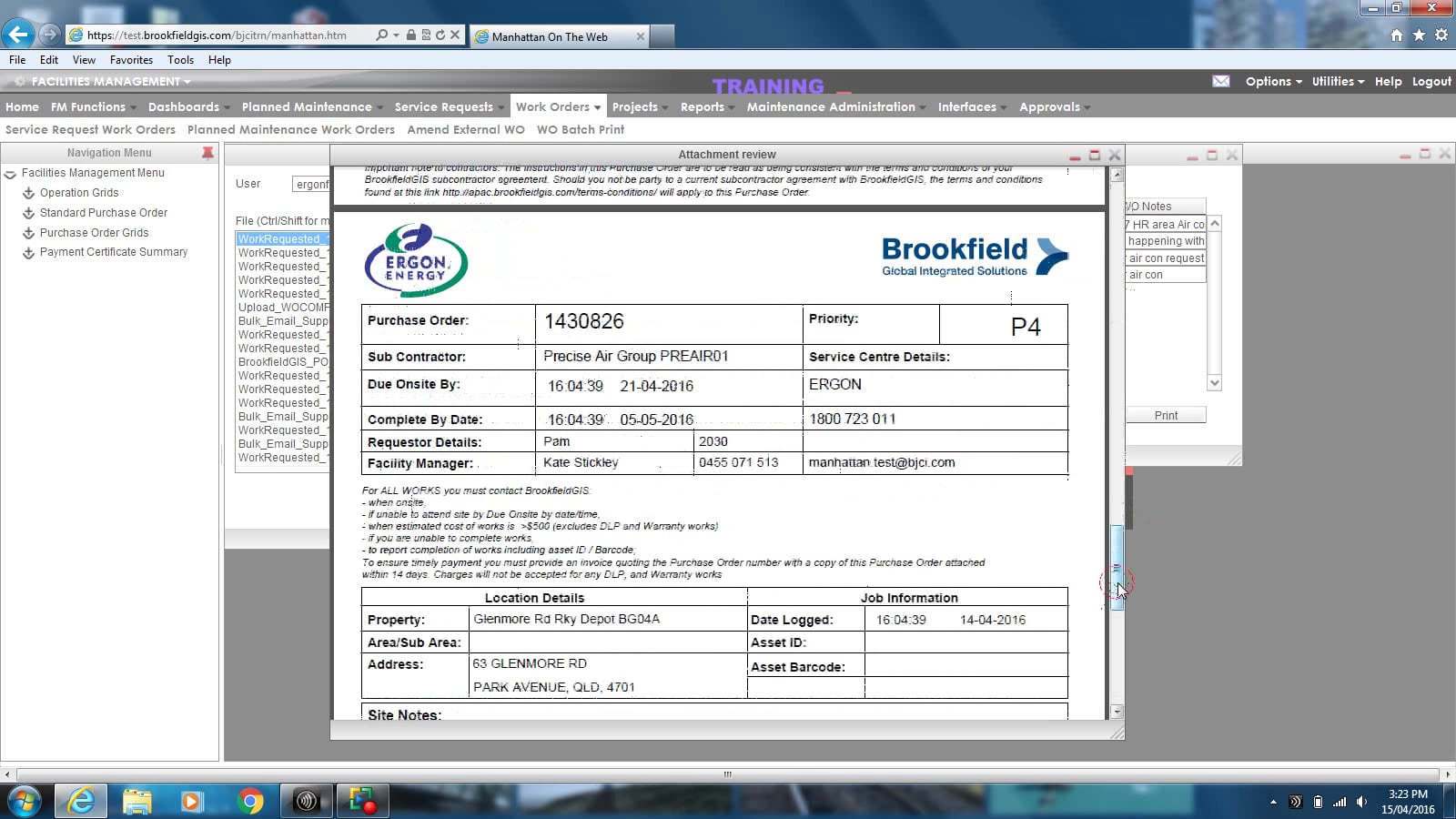 Brookfield GIS Manhattan Reactive Training 11 Comments and Work Order