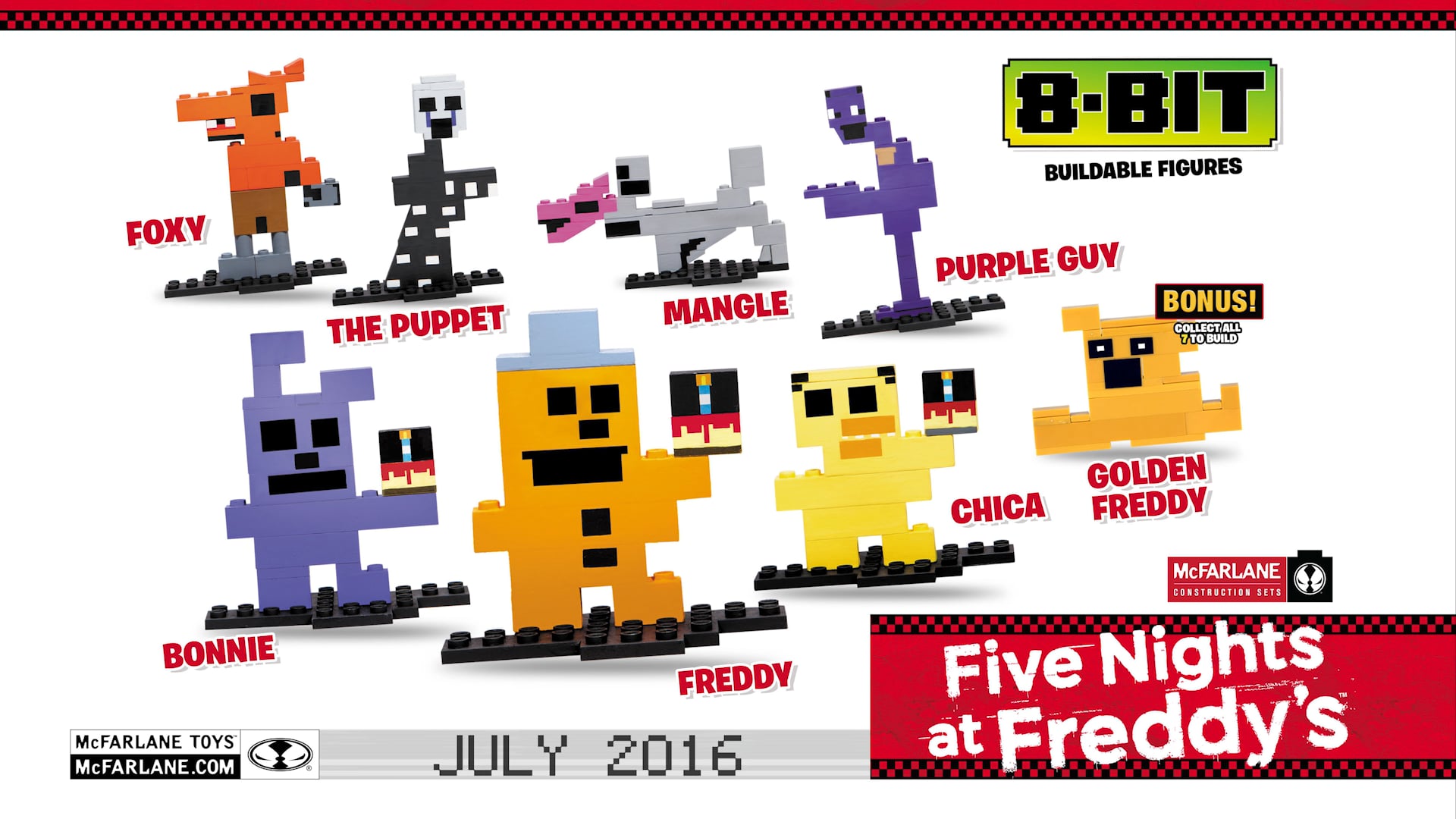 Build Five Nights at Freddy s 8 Bit Characters from McFarlane Toys