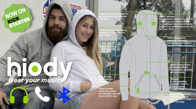 HIODY, the Ultimate Musically Infused Sweatshirt with Speakers & Microphone  Built Right into the Hood, Launches on Kickstarter