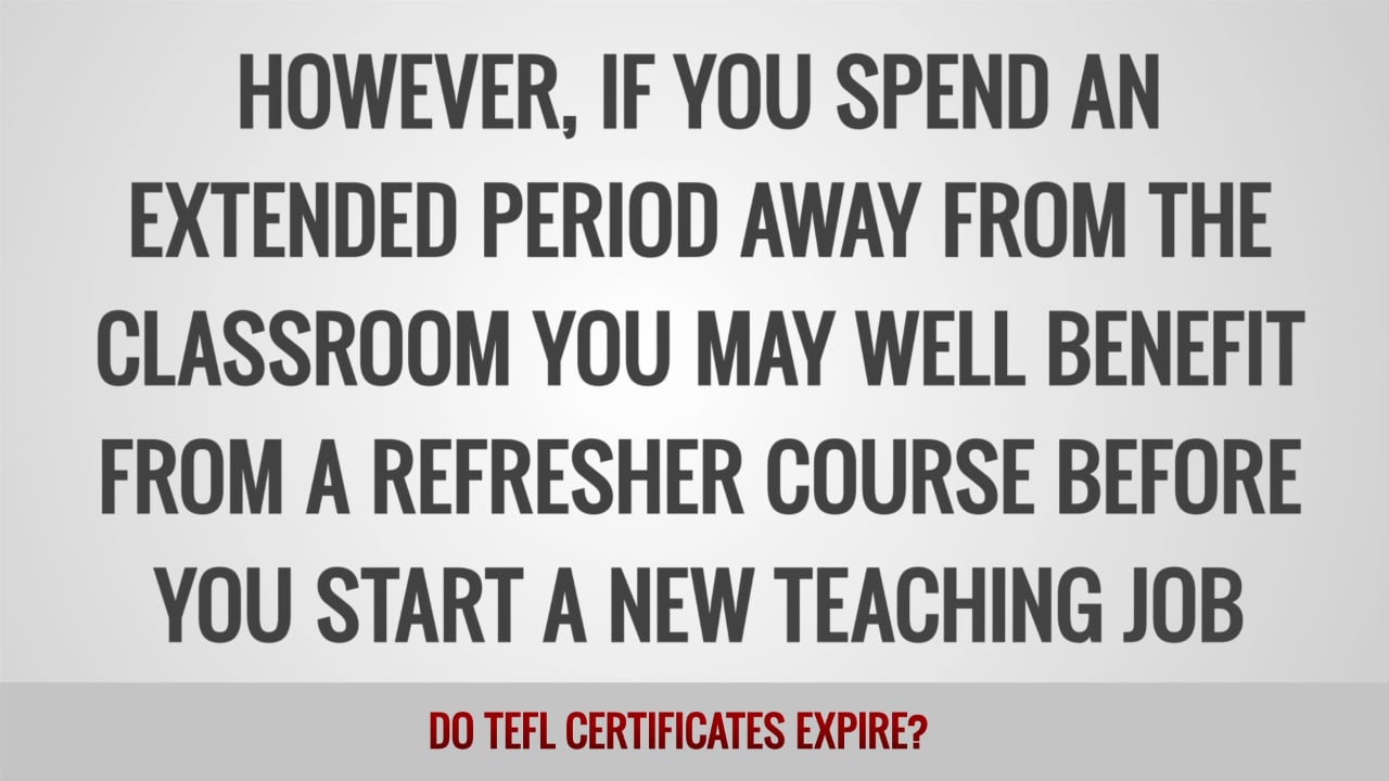 Do TEFL certificates expire? on Vimeo