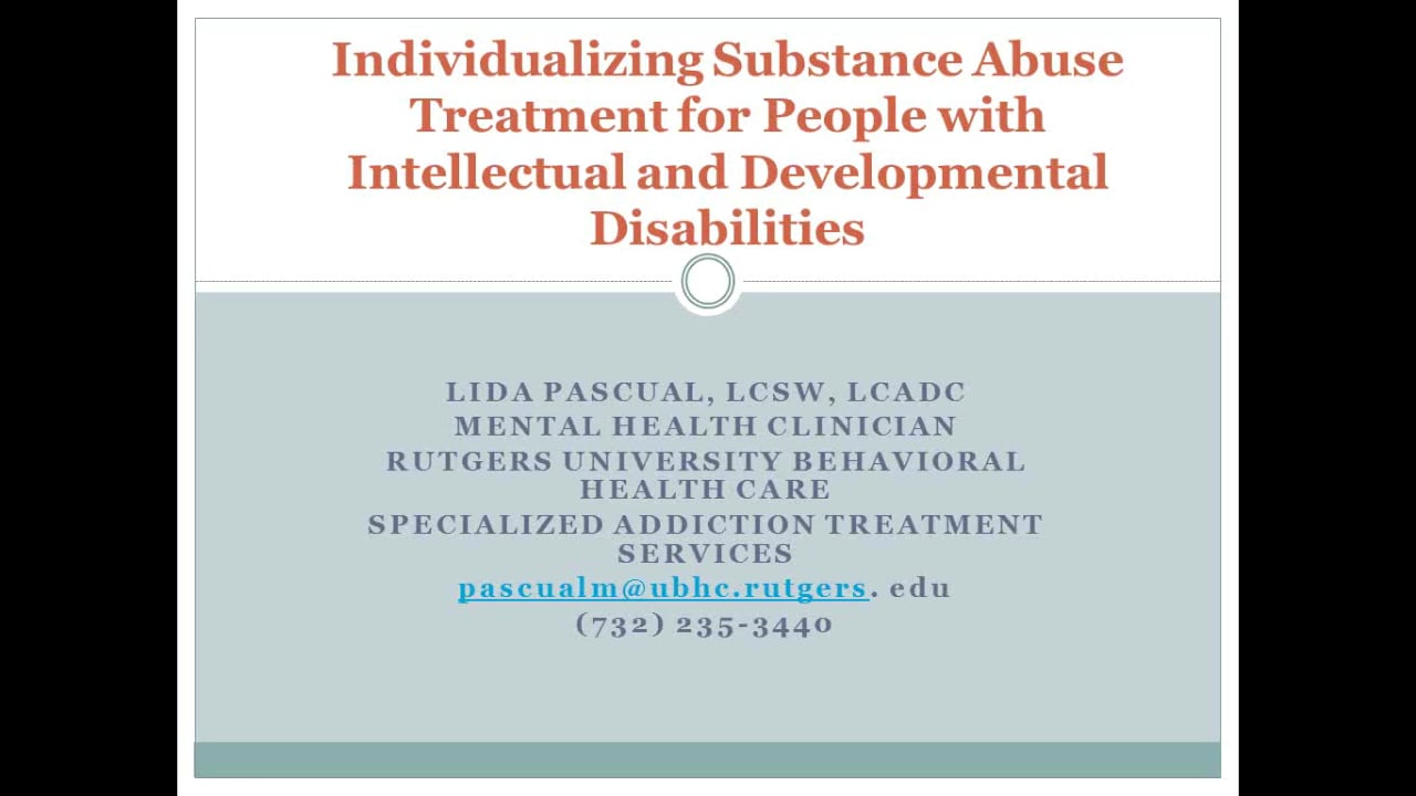 Individualized Substance Abuse Treatment For People With Intellectual ...