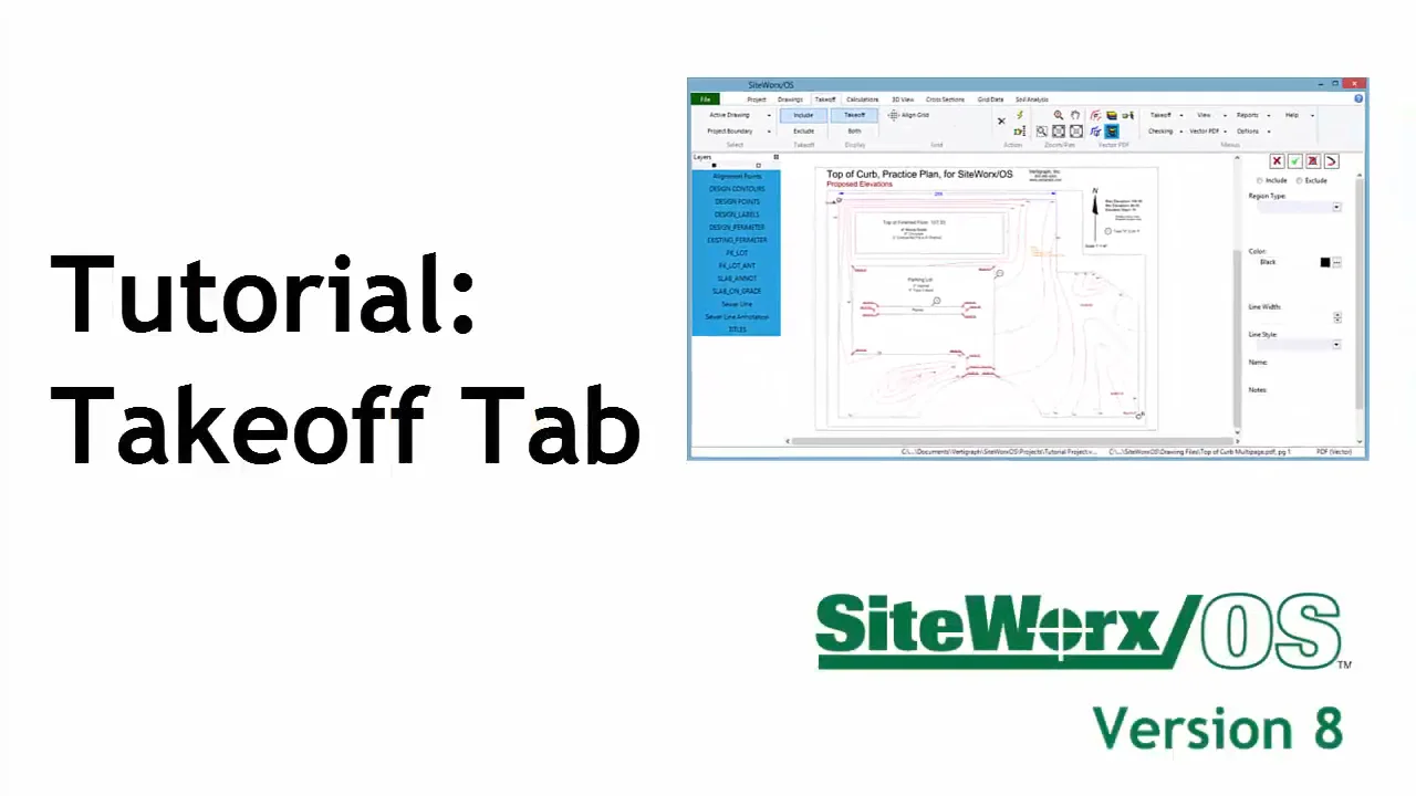 SiteWorx OS v8 Tutorial 3v2 Takeoff Tab