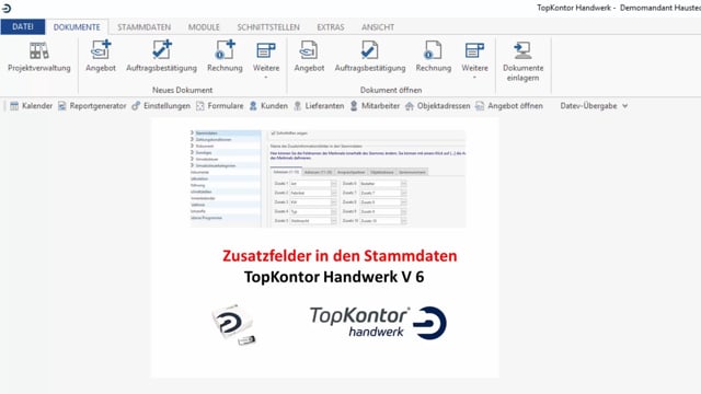 Zusatzfelder in den Stammdaten