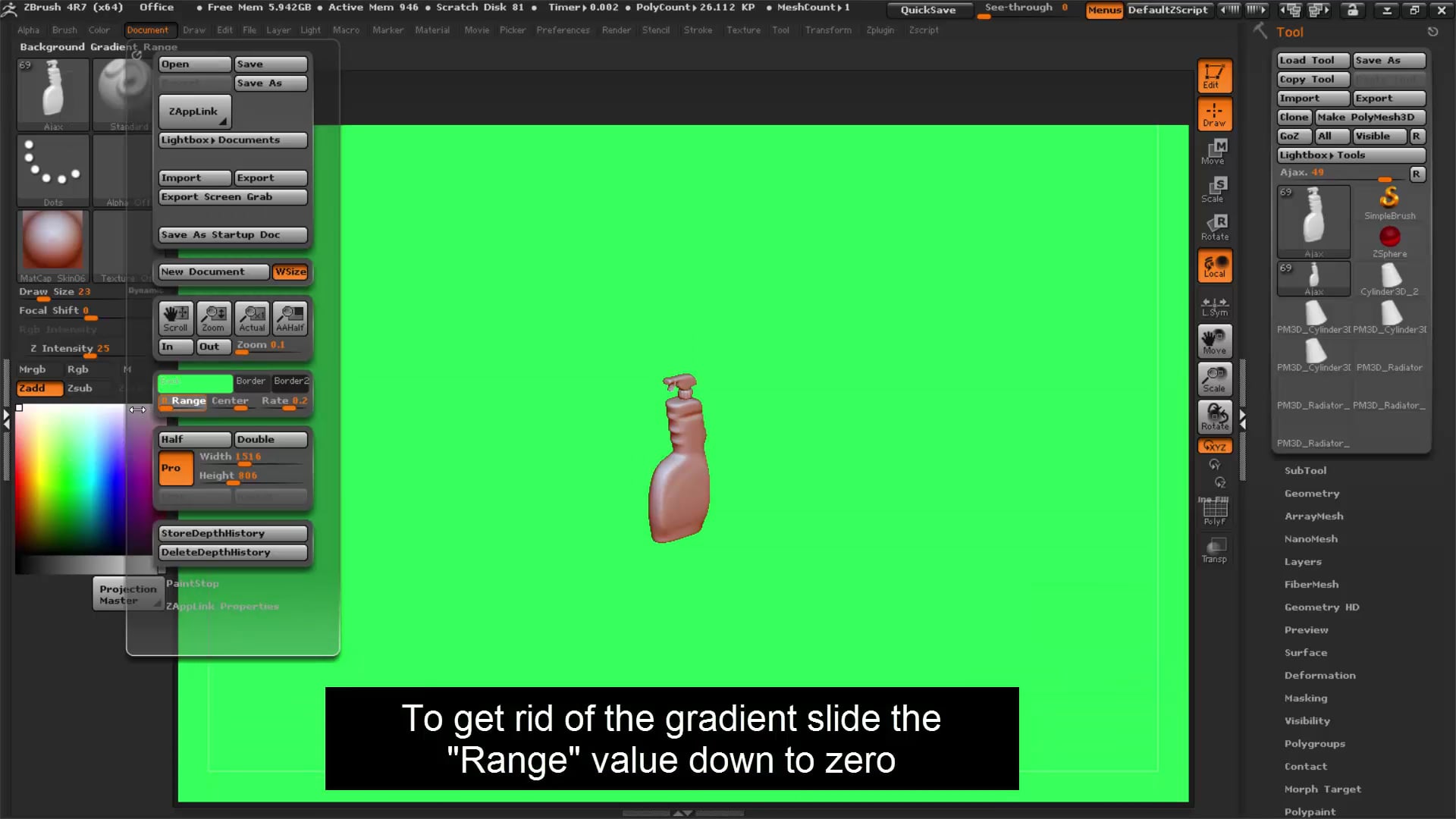 zbrush change color pop up menu