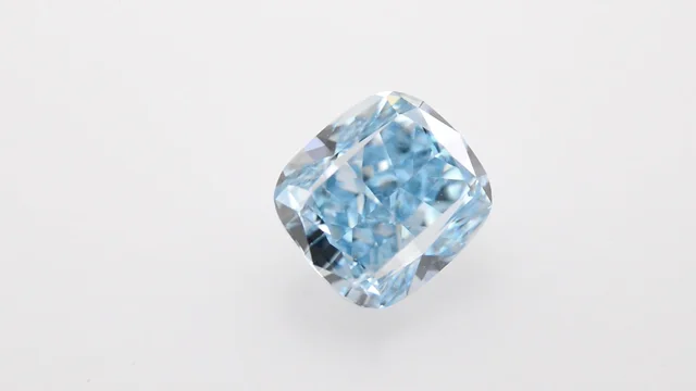 0.55 carat, Fancy Vivid Greenish Blue Diamond, Cushion Shape, VVS1 Clarity,  GIA, SKU 228843