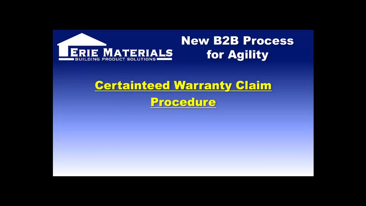 Erie agility insides sales training certainteed warranty claim