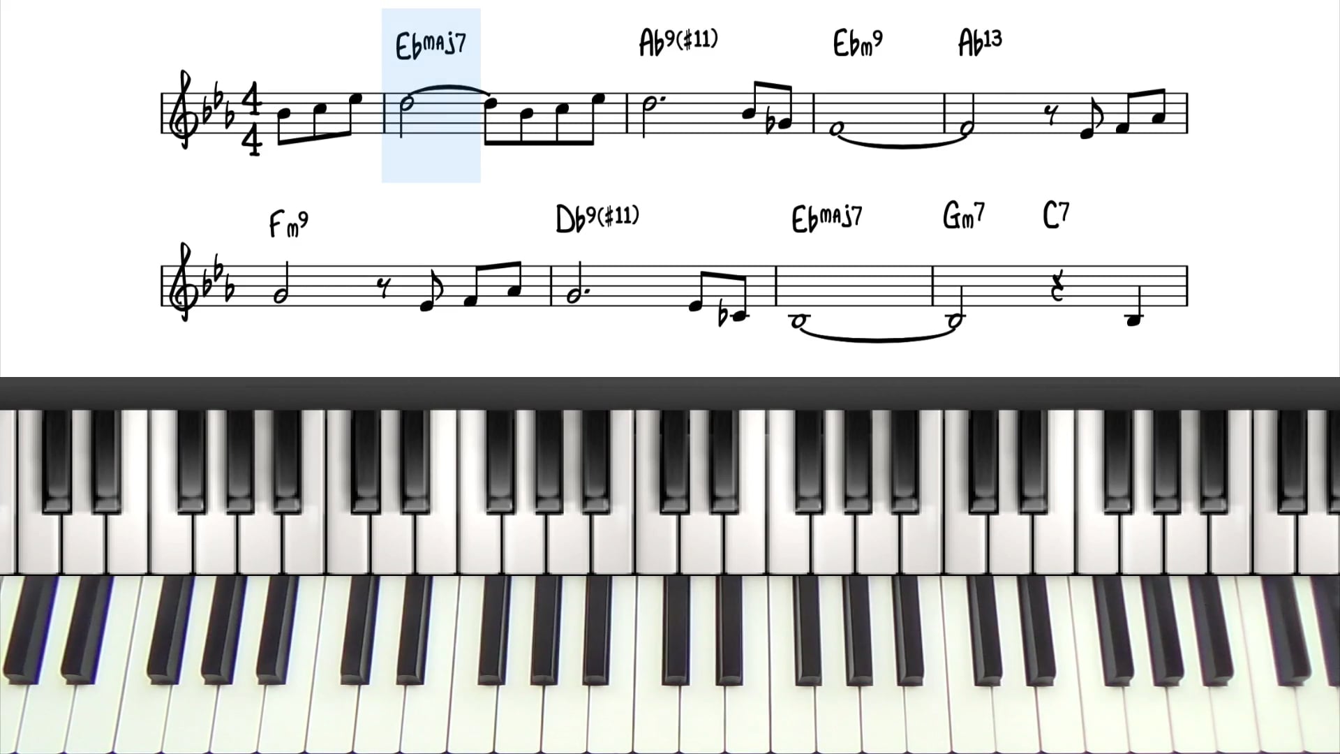 Piano progression. Ebmaj7 на пианино. Галоп джаз фортепиано. Gmaj7 на пианино. Jazz Chord progression Piano.