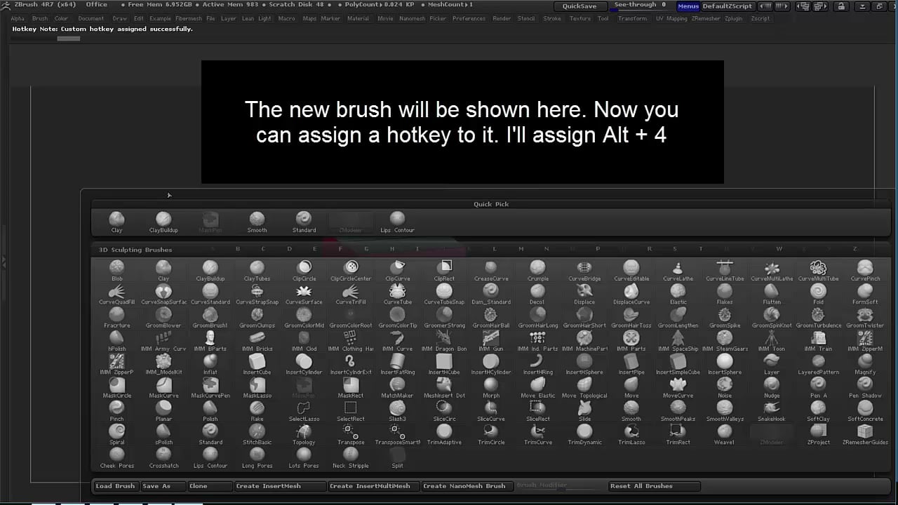 how to assign hotkeys zbrush