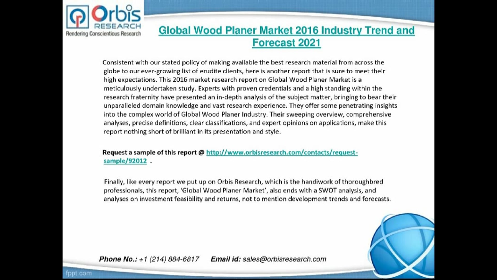Global Wood Planer  Industry 2016 Market Research Report