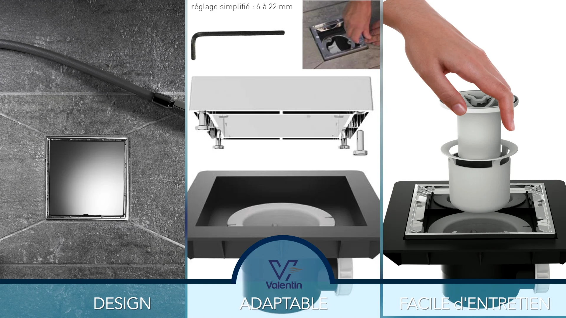 Bonde douche italienne Quadratto de VALENTIN : installation facile et  nettoyage ultra-simplifié au quotidien on Vimeo