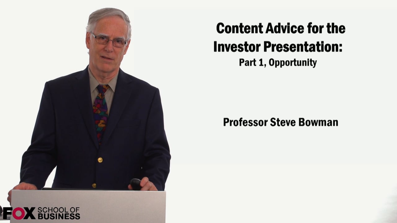 Content Advice for the Investor Presentation Part 1