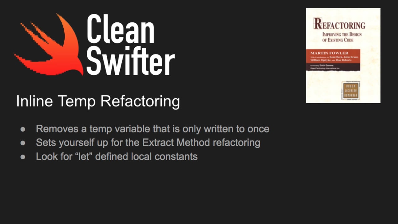Inline Temp Refactoring in Swift
