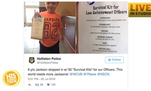 Little Boy Makes Sweet Survival Kits for Officers