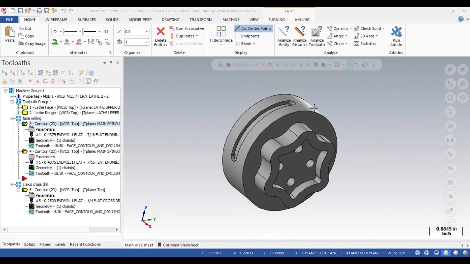 Face / Radial Polar Milling Settings