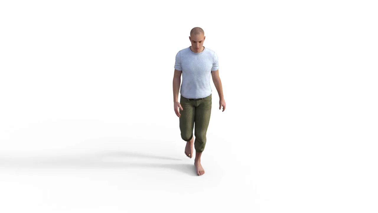 Walk cycle, male, isometric frontal view on Vimeo