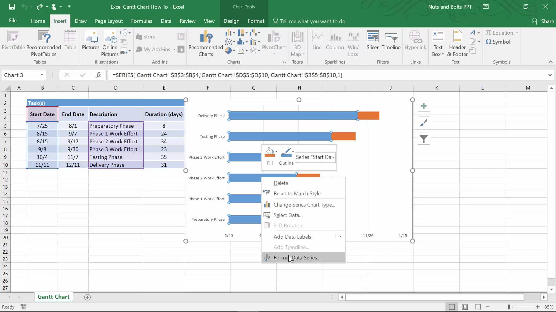 How to Create a Gantt Chart in Excel | Office Timeline on Vimeo