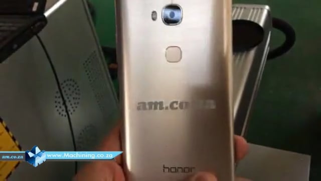 Machining Video: LabelMark 20W Fiber Laser Marking Machine Demostration with AM Logo On a Huawei Honor Smartphone Back Cover