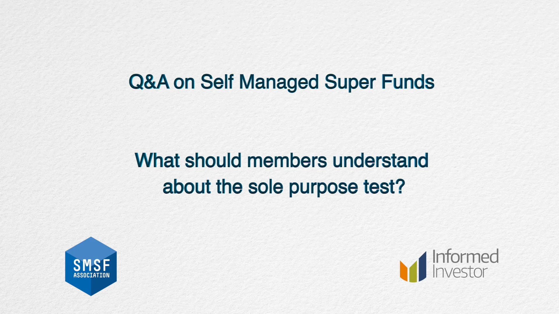 SMSF the sole purpose test on Vimeo