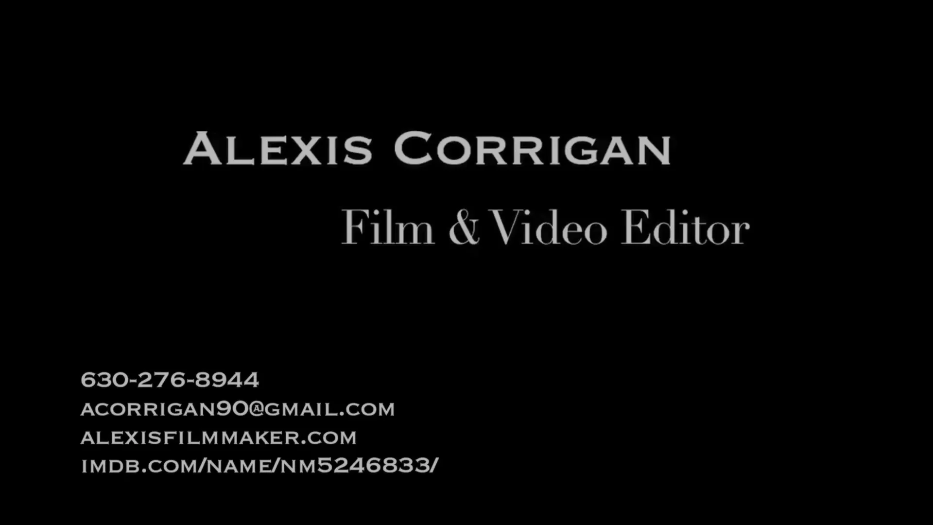 Alexis Corrigan Editor Reel, image size:1920x1080