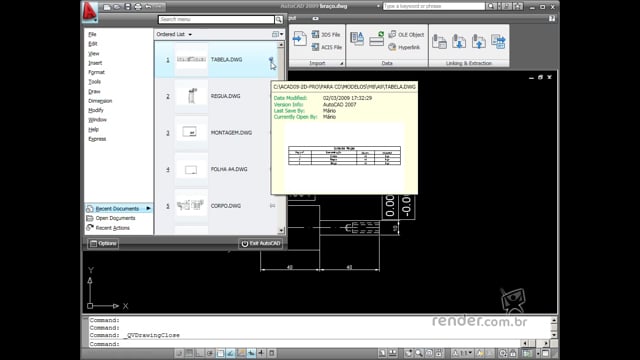 Curso AutoCAD 2009 Técnicas para Profissionais | Render Cursos Online