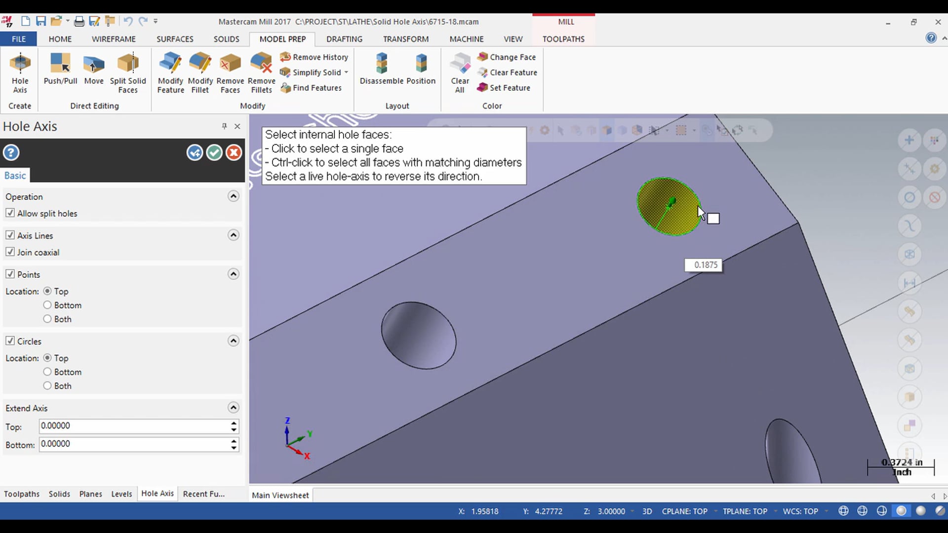 Solid Hole Axis