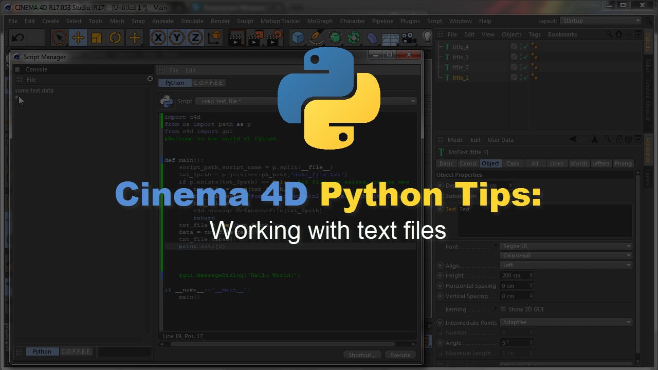 Cinema 4D Python Tips: Working with text files on Vimeo