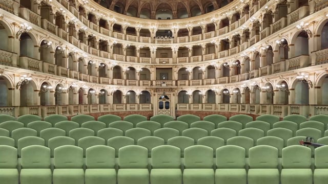 The theater chair 'custom made' that Ares Line designed for the City Theatre in Bologna
