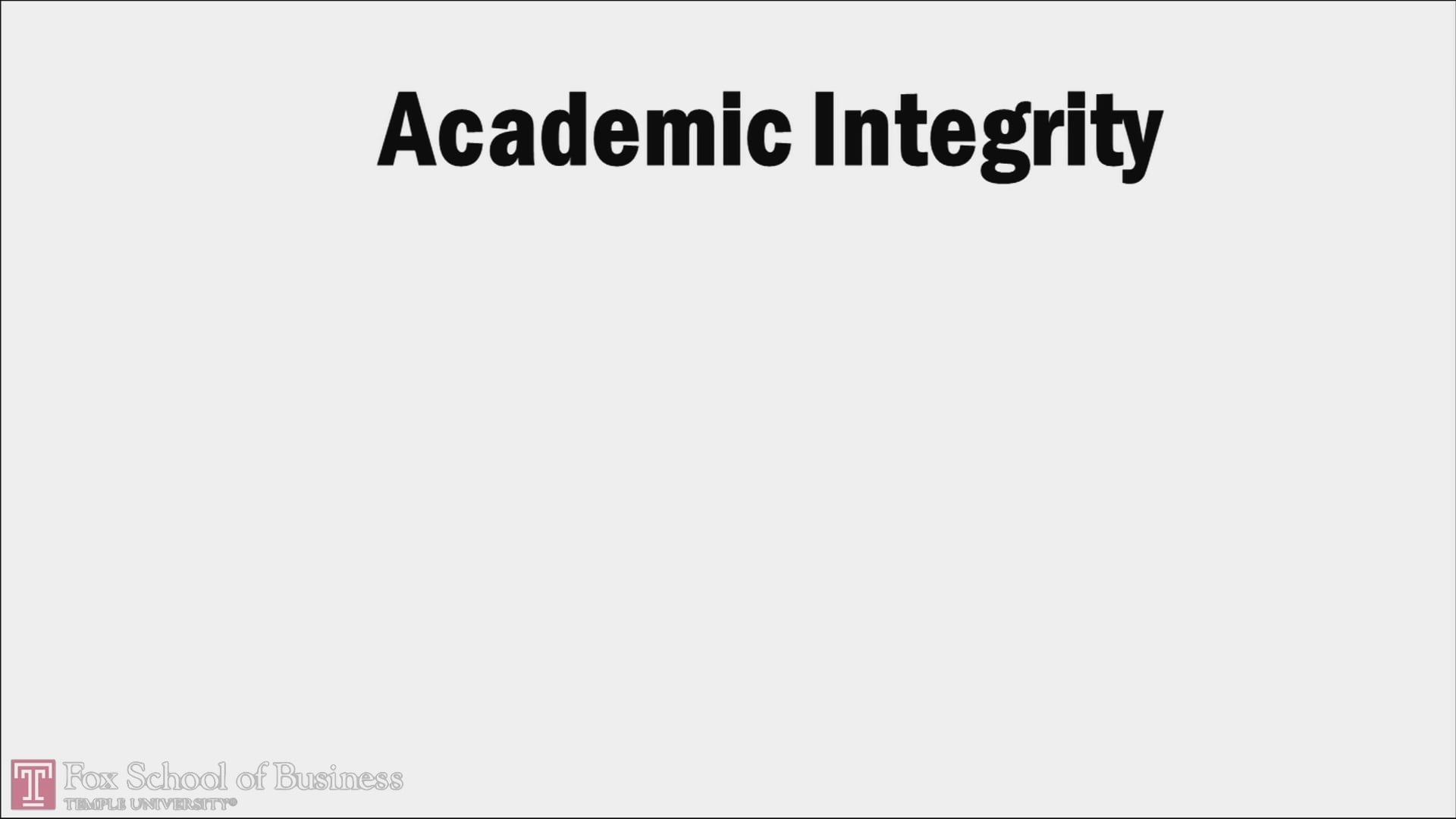 Academic Integrity