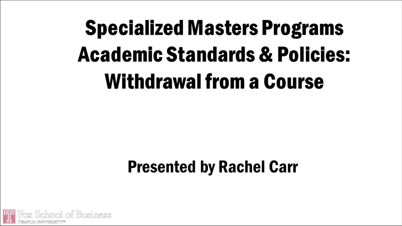 Specialized Masters Programs – Withdrawl from a course