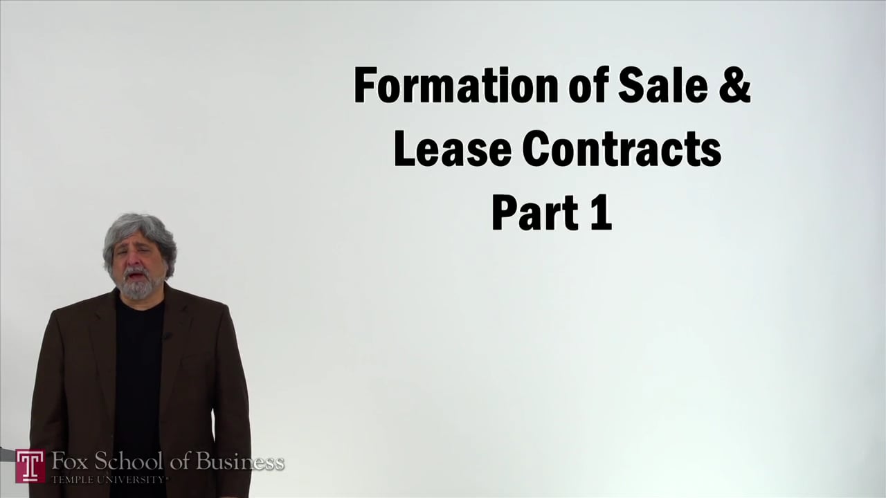 Formation of Sale and Lease Contracts I