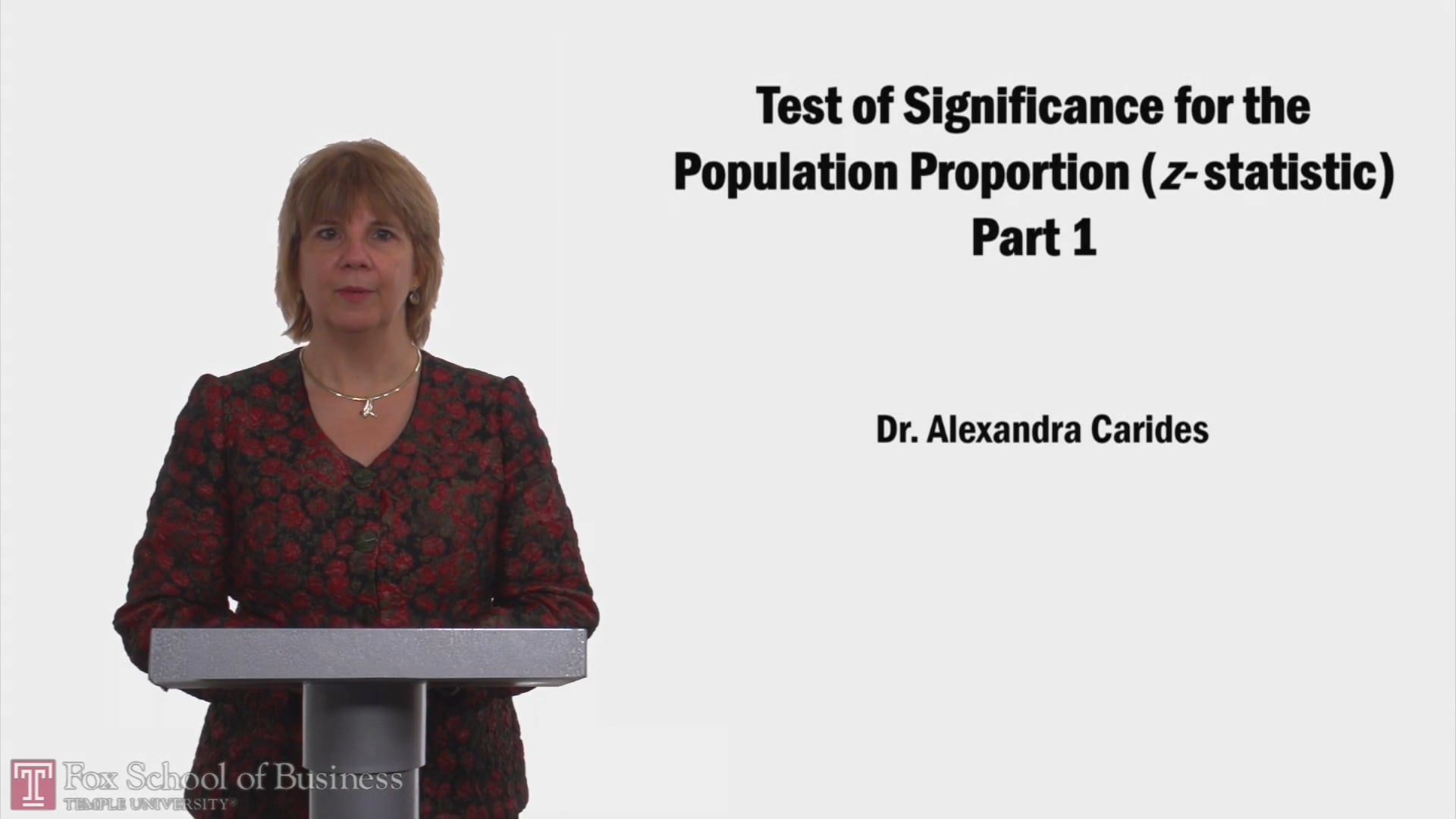 Tests of Significance for the Population Proportion (z-Statistic) PT1