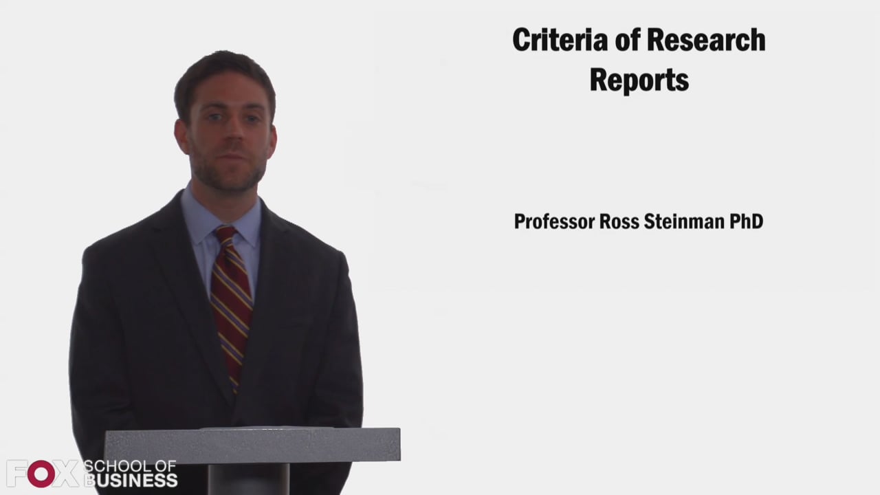 Criteria of Research Reports