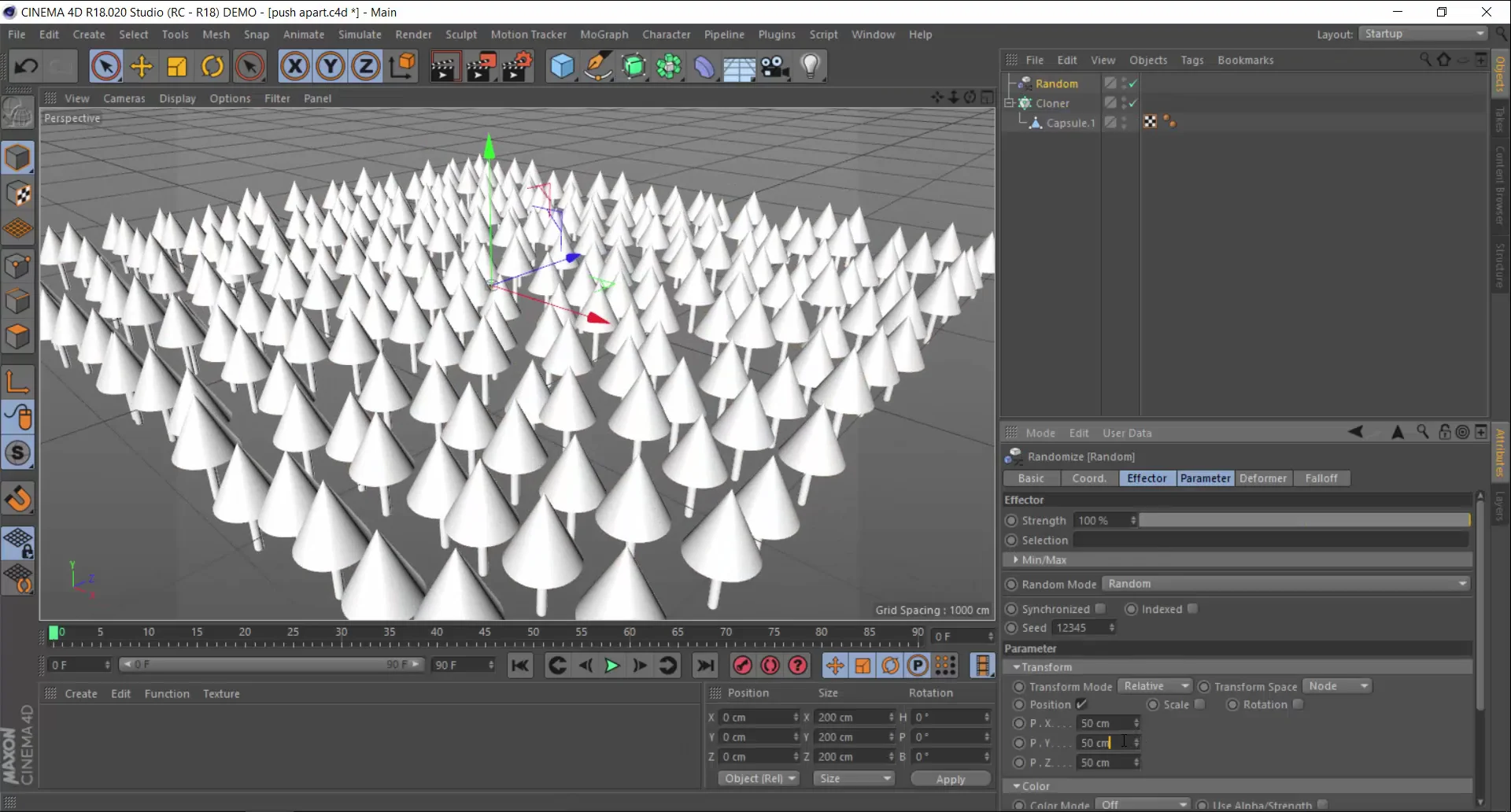 What does the Push Apart Effector Do in Cinema 4D on Vimeo