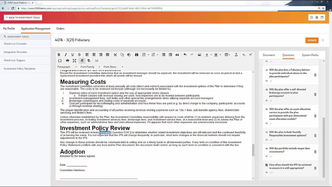 Investment Policy Templates on Vimeo