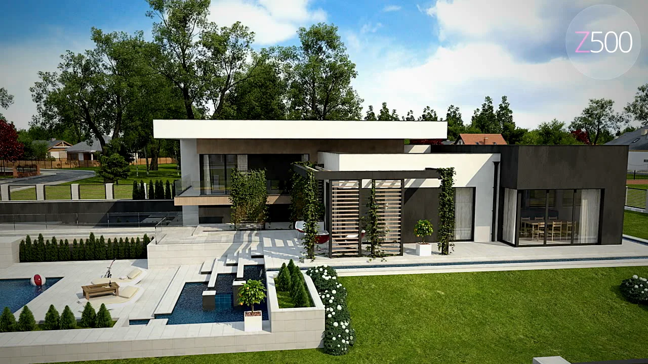 Projekt domu Zx151 Nowoczesny dom z półpiętrem, dużymi