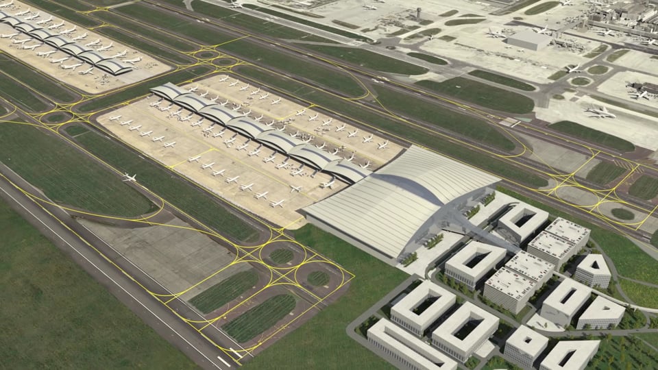 Extended CGI animation of Gatwick 2nd runway