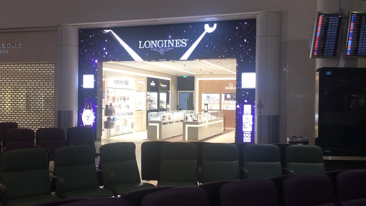 Dynamo LED Displays install LED shop front at London Gatwicks Hour Passion store