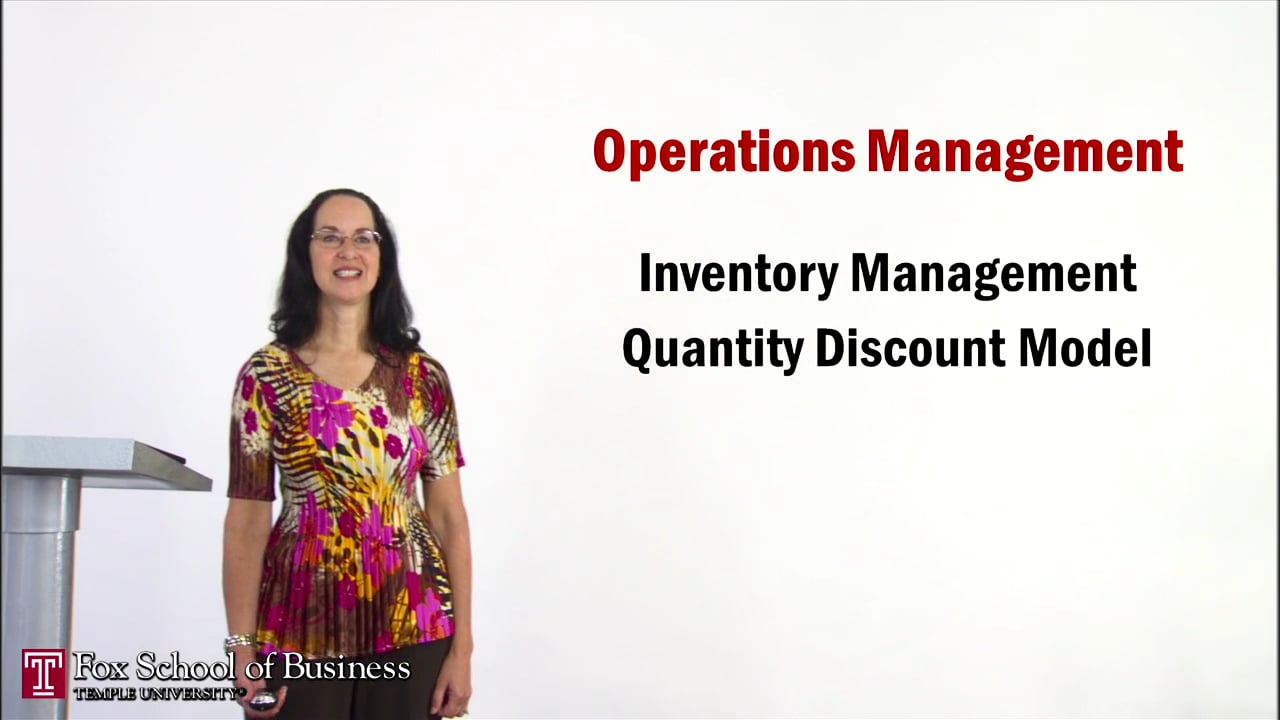 Inventory Management IV: Quantity Discount Model
