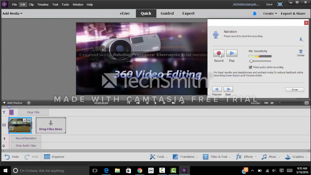 Editing 360 in Adobe Premiere Elements on PC