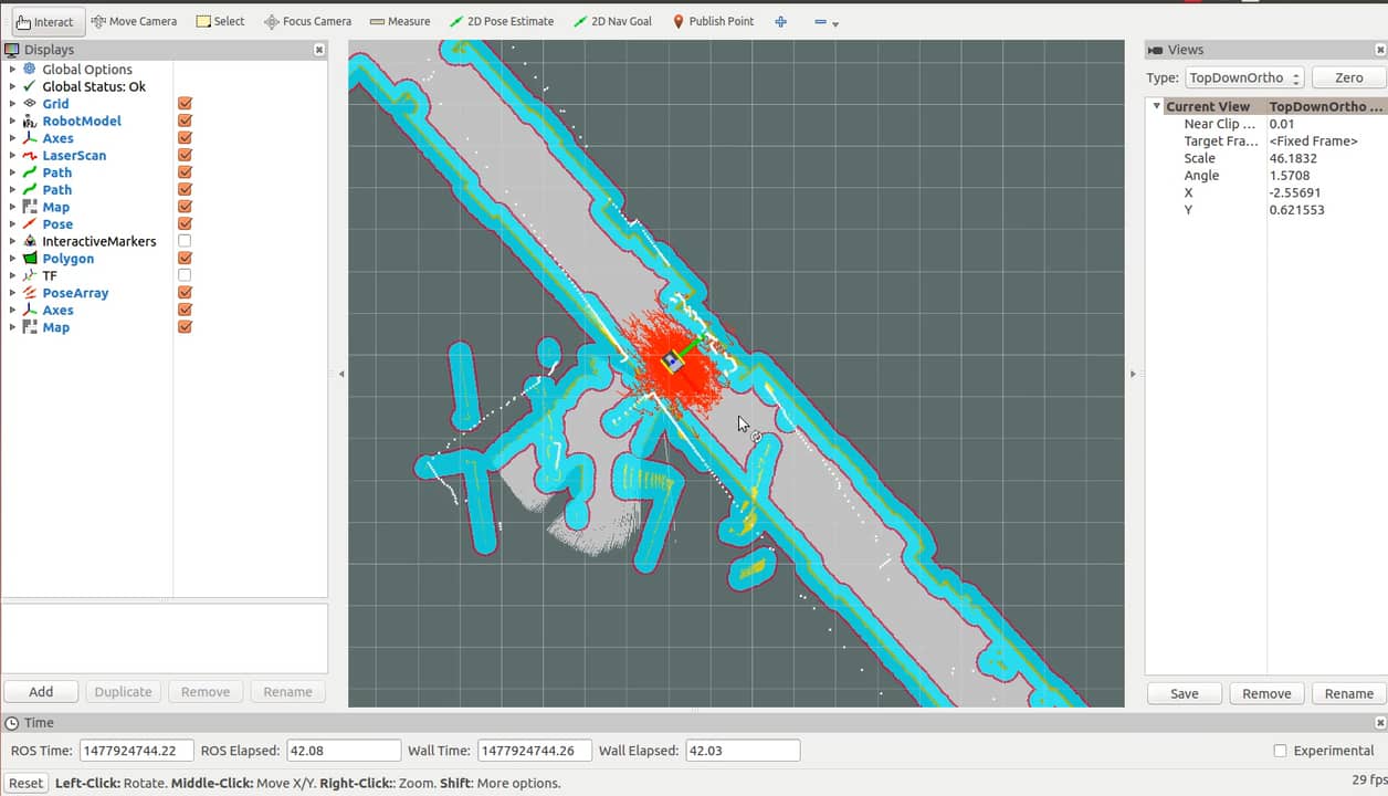 Jackal navigation with selflocalization via ROS navigation stack and