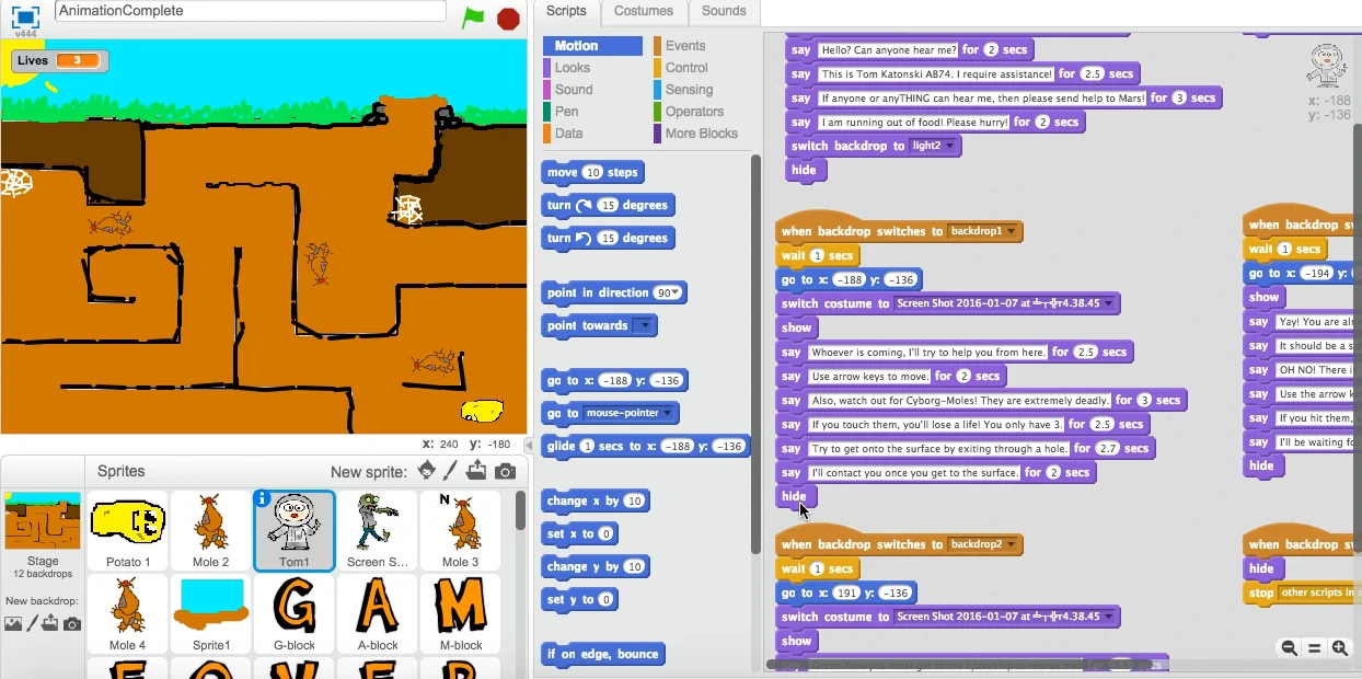 STUDENTS // 8th Grade // Computers & Technology // Scratch Game ...