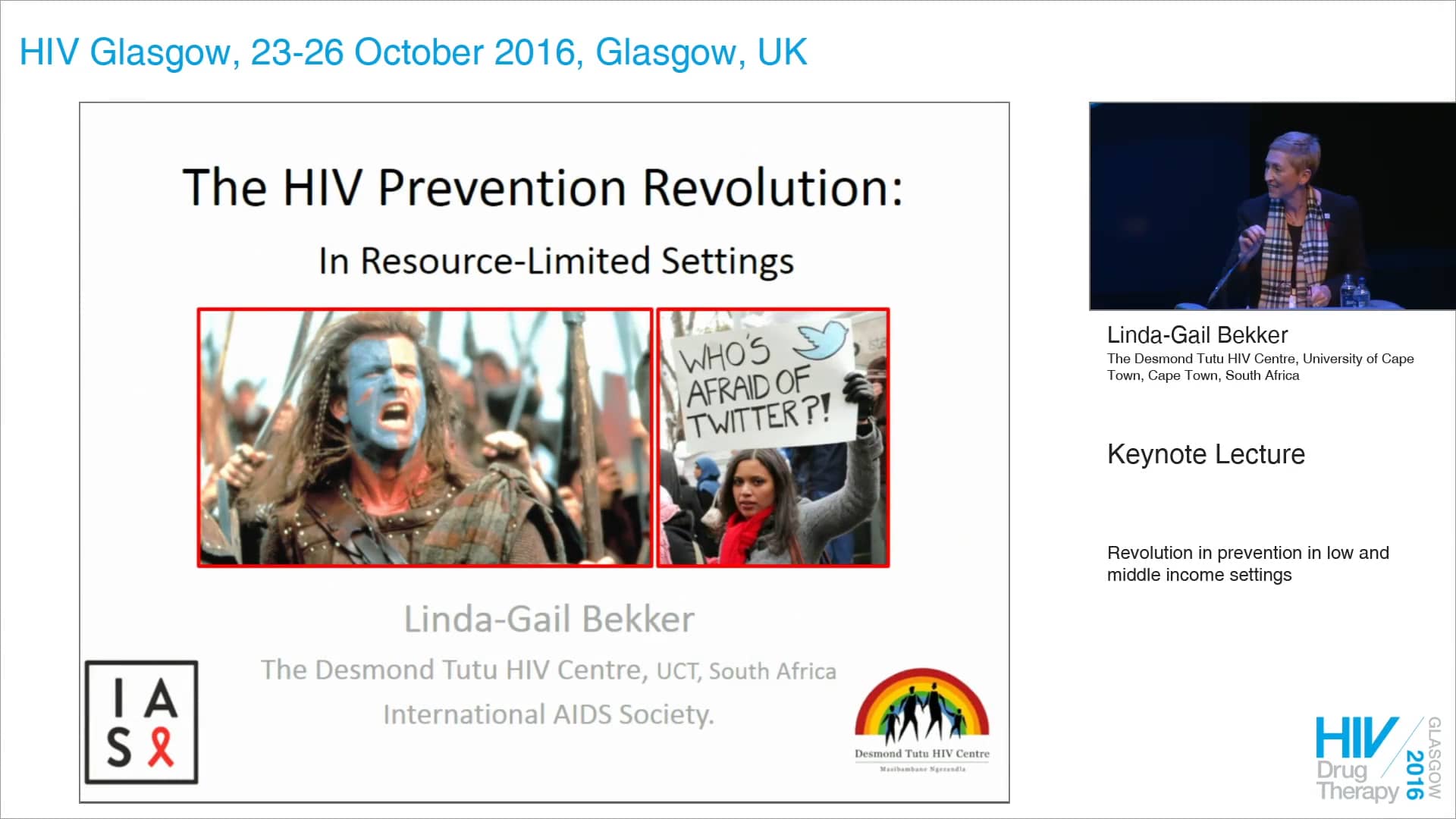 HIV Glasgow 2016. Keynote Revolution in prevention in low and middle