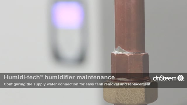 This simple modification to our Humidi-tech<sup>®</sup> humidifier supply water line is easy to do and will make tank maintenance easy to schedule and perform.