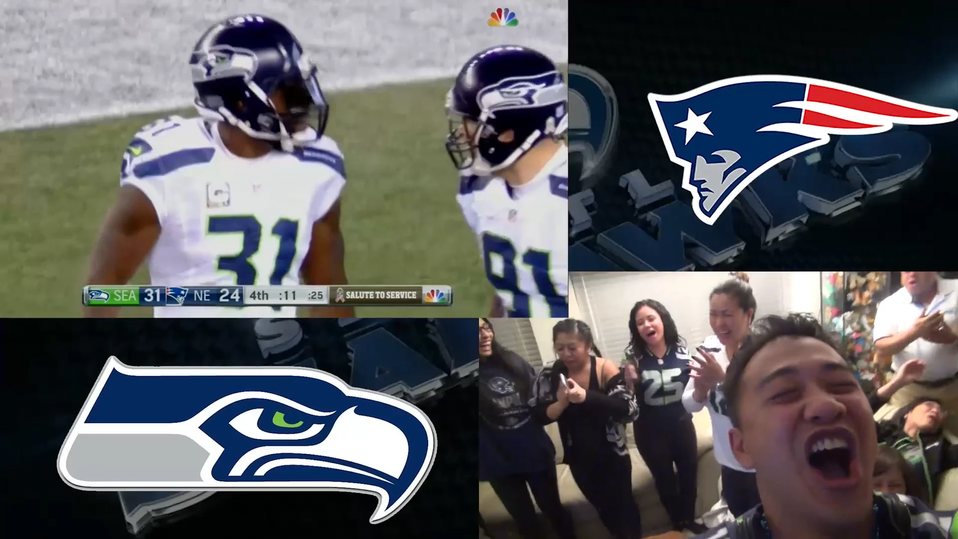 Fan Reaction: Seahawks vs. Patriots, upset win - 31-24! (NorbCam Selfie  View) on Vimeo