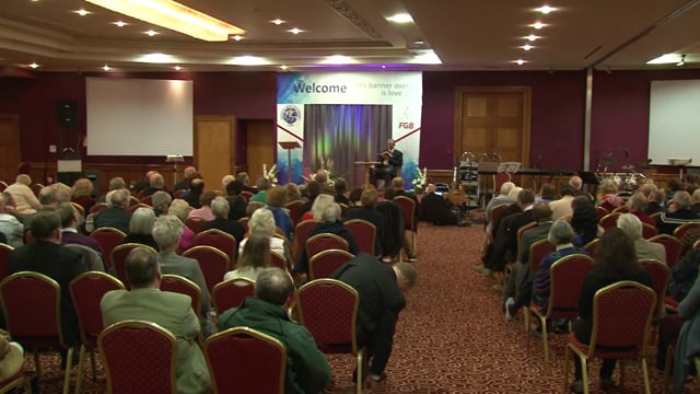 Andrew White speaking on Saturday night at the FGB/BMF Convention in Dublin