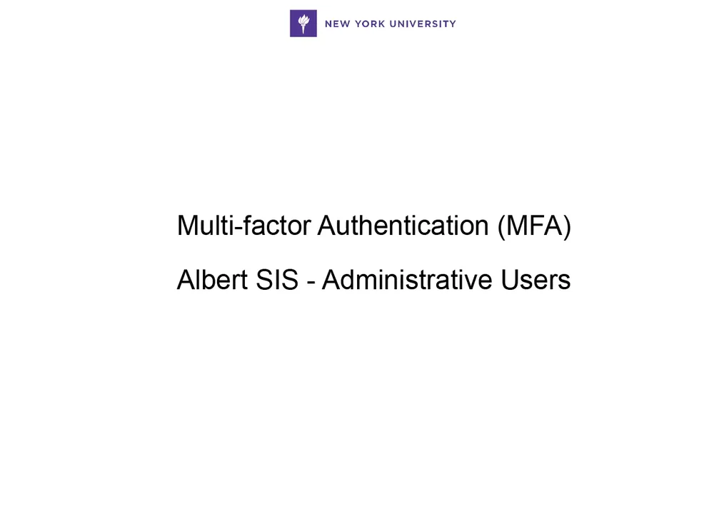 Albert SIS Multi-factor Authentication on Vimeo